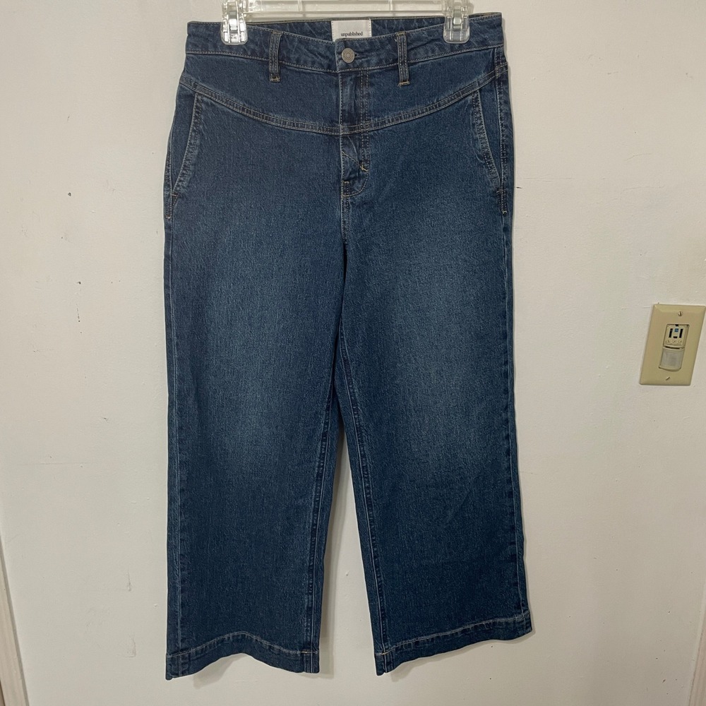 Unpublished Womens High Rise Wide Leg Jeans Medium Wash Greta‎ Waist 28 Denim